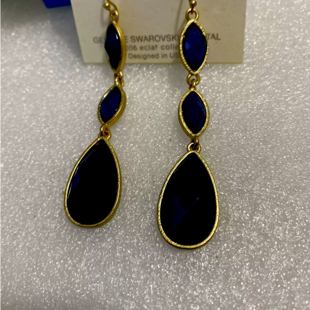 swarovski crystal drop earrings gold